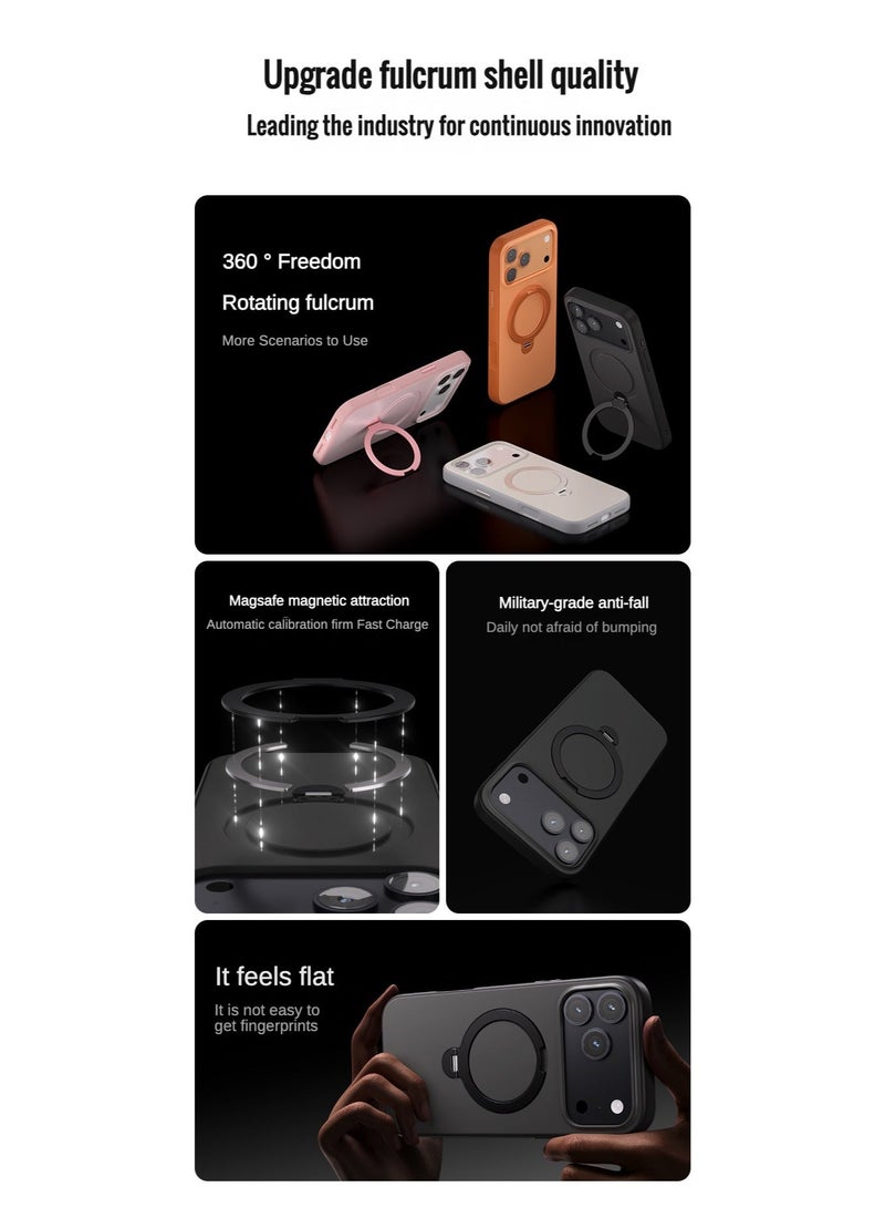 O3 حامل مغناطيسي مصمم لغطاء آيفون 17 برو ماكس مع حامل دوّار 360 درجة، [متوافق مع ماج سيف] [إحساس فائق بالنعومة] غطاء هاتف مغناطيسي رفيع شبه شفاف مطفى بمقاس 6.3 بوصة، أسود مطفى، أقوى قابض مغناطيسي للهاتف، حامل ماج سيف قابل للتعديل 360 درجة متوافق مع آيفون، مُختبر ضد السقوط العسكري ومقاوم للخدوش للاستخدام بدون يدين في السيارة والمكتب والمنزل. - Image 2